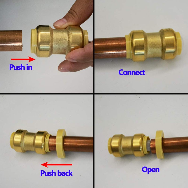 HQMPC Pex Fittings 3/4 inch Straight Coupling Push Fit PEX Fitting, Push-to-Connect Copper, CPVC, No Pb Brass Plumbing Fit (6PCS, 3/4") - Image 5